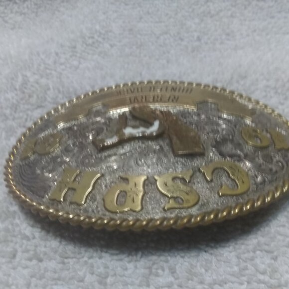 C.S.PH 1981 Reserve Hunter Hack Silverado Silversmiths Silver Overlay Buckle VTG main image 10